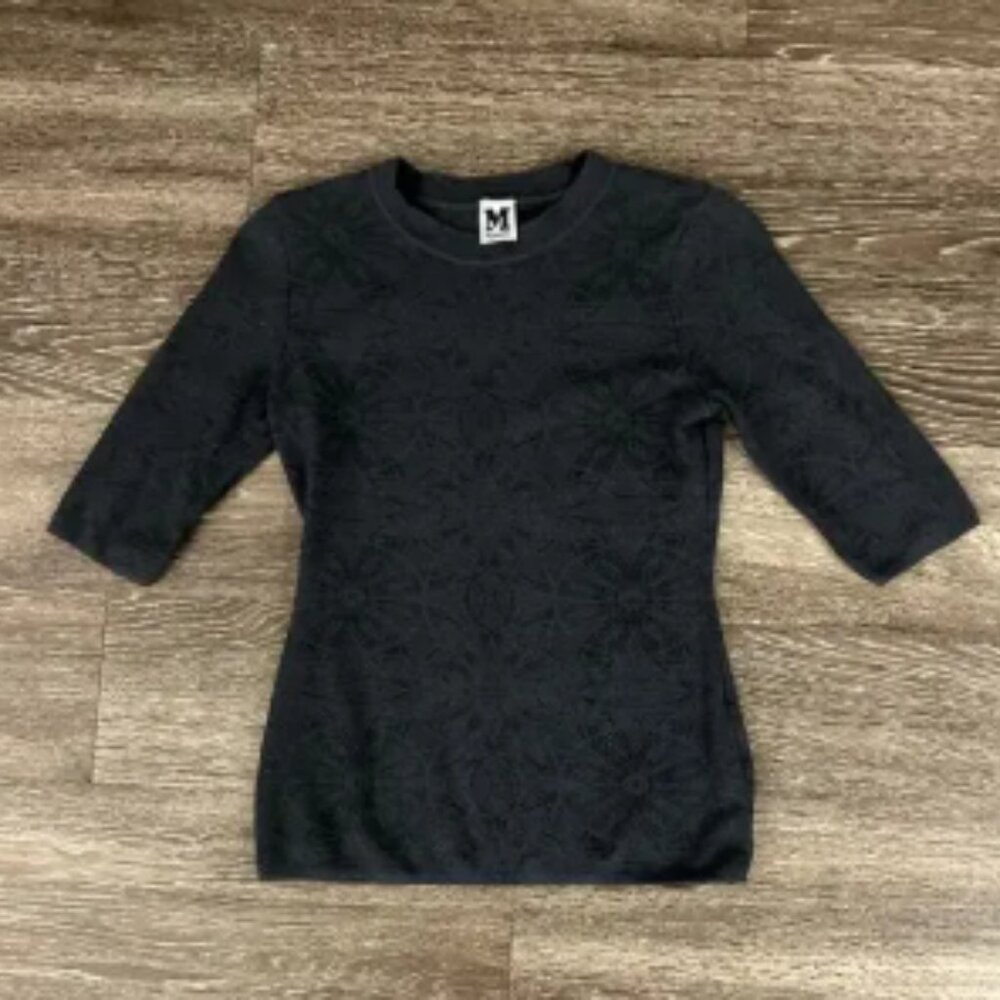 Vintage M Missoni Black Jacquard Knit Top Women’s XS IT 38 Early 2000s Y2K